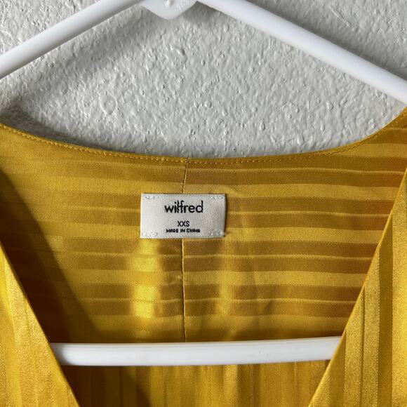 Aritzia Wilfred Zelie Silk Blend Button Up Tunic Shirt Size XXS Yellow - Picture 5 of 10